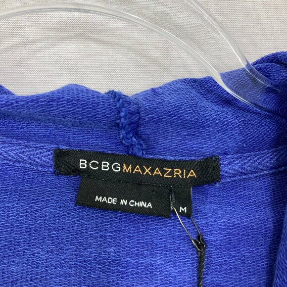 New BCBGMaxAzria Medium Blue Floral Beaded Hooded Y2K Full Zip Long Jacket - Picture 2 of 11